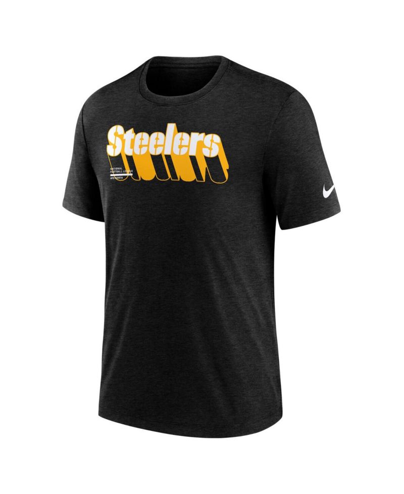 Men's Heather Navy Pittsburgh Steelers Long Pass Tri-Blend T-Shirt