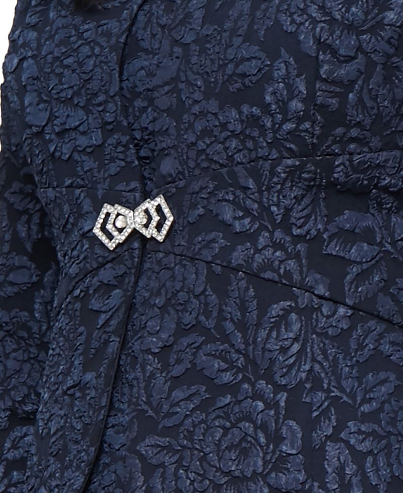 Petite Textured Jacquard Tea-Length Midi Jacket Dress