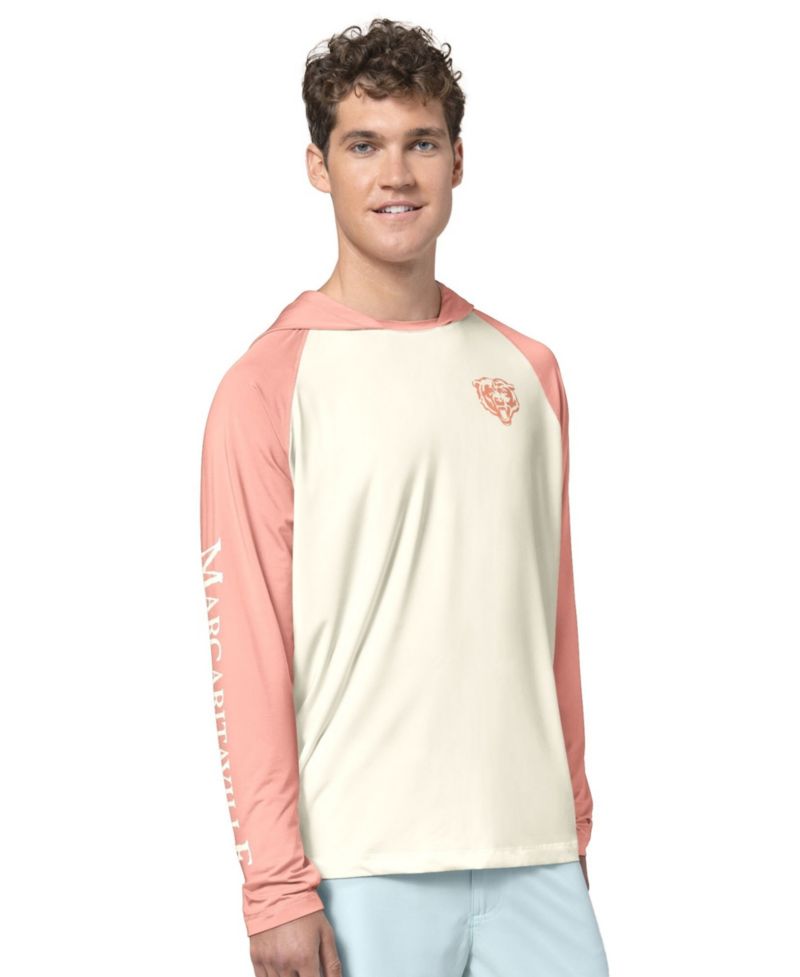 Men's Cream/Amber Chicago Bears Sand, Sea, Sunsets Long-Sleeve Rashguard Hoodie