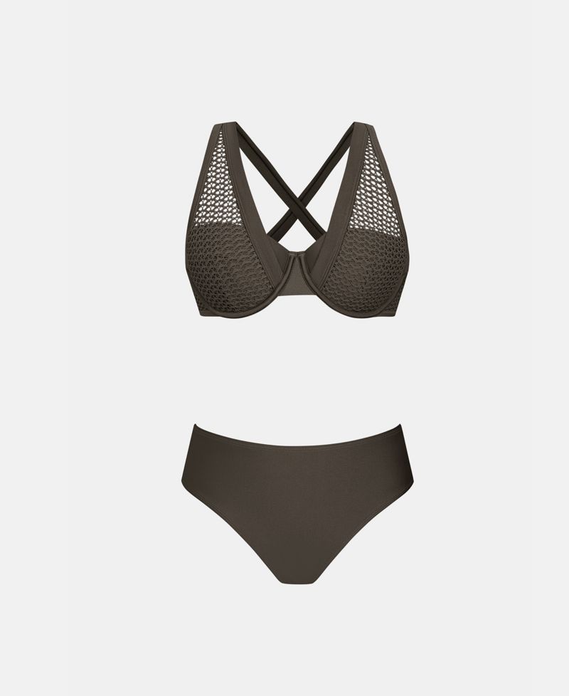 Women's Mesh Overlay Underwire Bikini Set