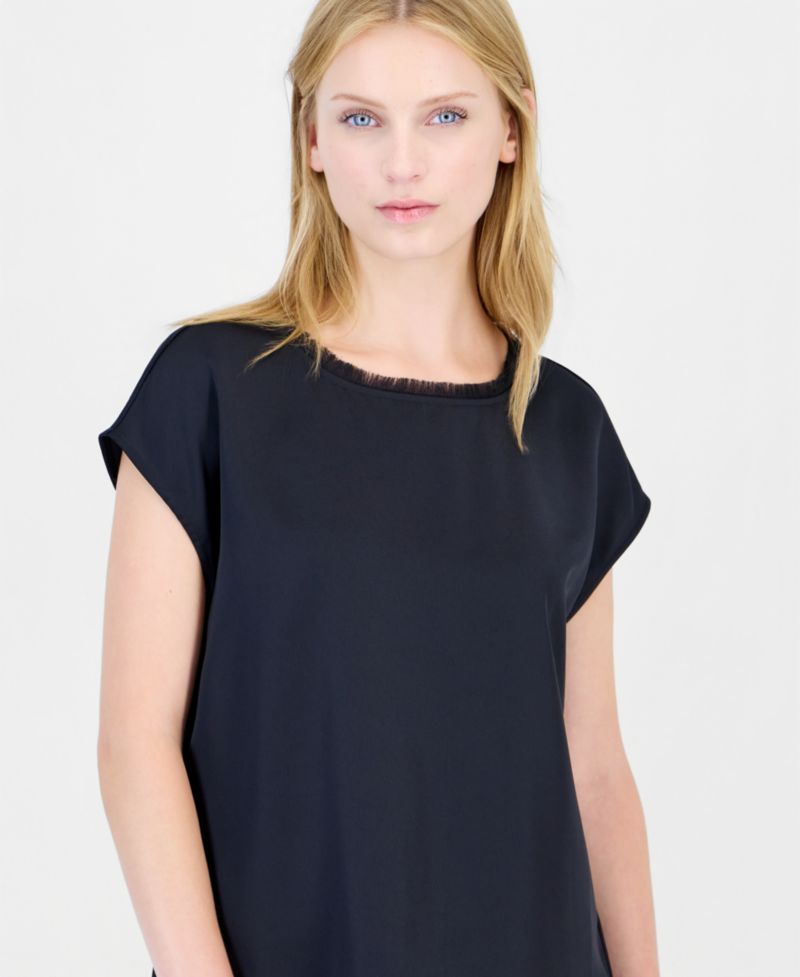 ASL Petite Fringe Satin Blouse