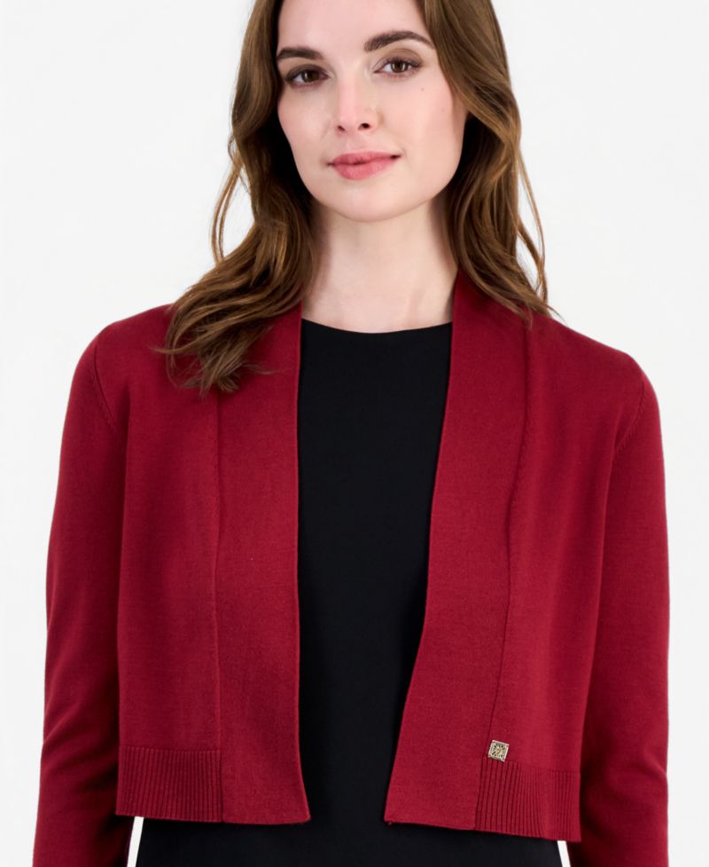 Women's Kissing Front 3/4-Sleeve Shawl Collar Shrug