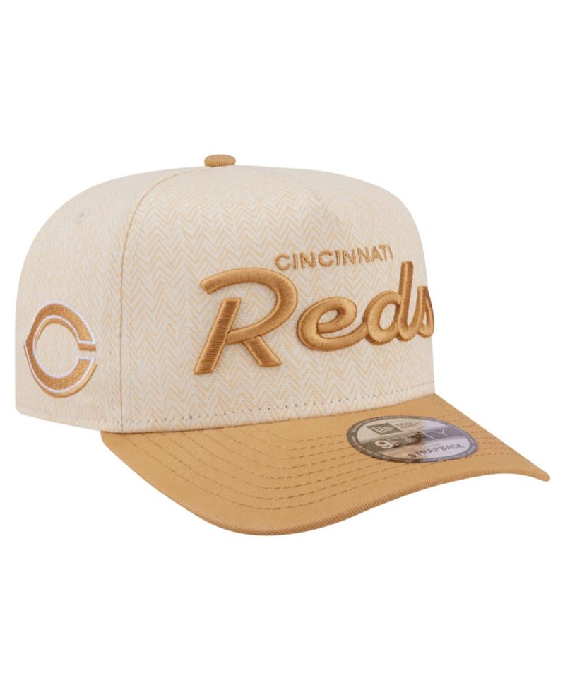 Men's Cream Cincinnati Reds Herringbone 9FIFTY A-Frame Snapback Hat