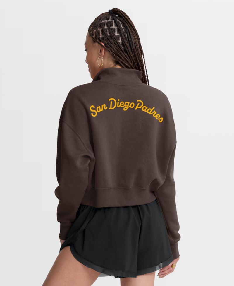 Women's Brown San Diego Padres Primetime Phoenix Fleece Half-Zip Sweatshirt