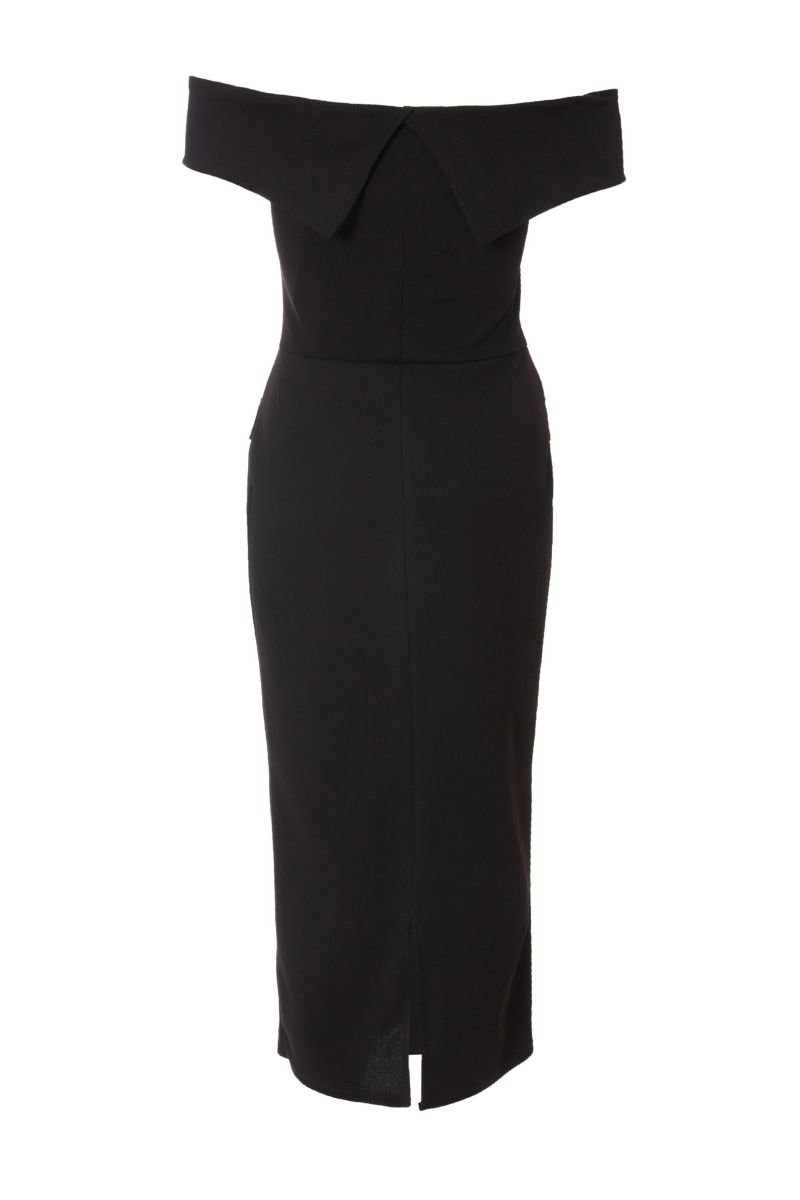 Women's Satin Bardot Button Front Midaxi Dress