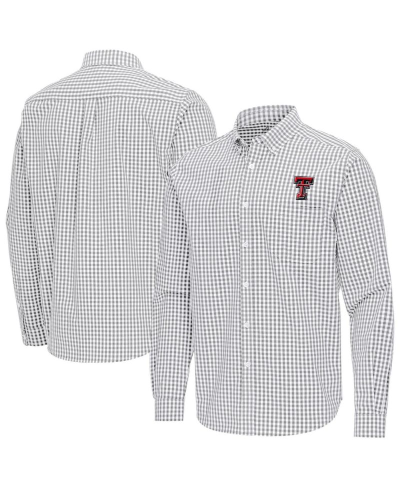 Men's Gray Texas Tech Red Raiders Ellis Woven Tri-Blend Long Sleeve Button-Down Shirt