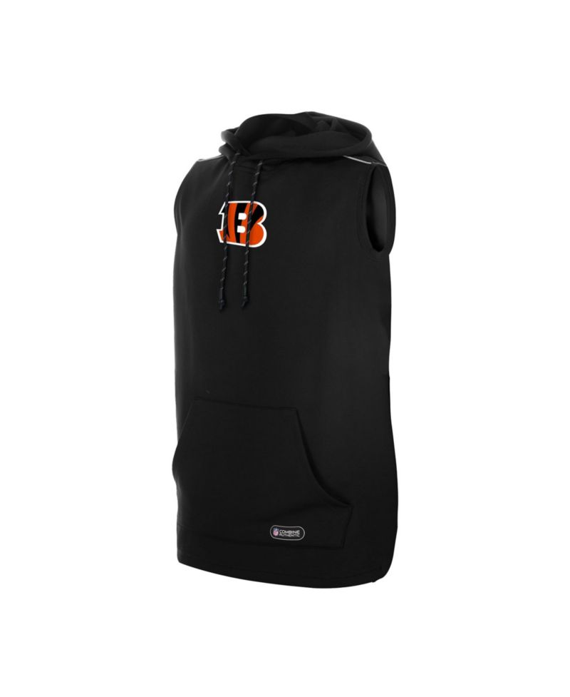 Men's Black Cincinnati Bengals Combine Authentic Sleeveless Hoodie