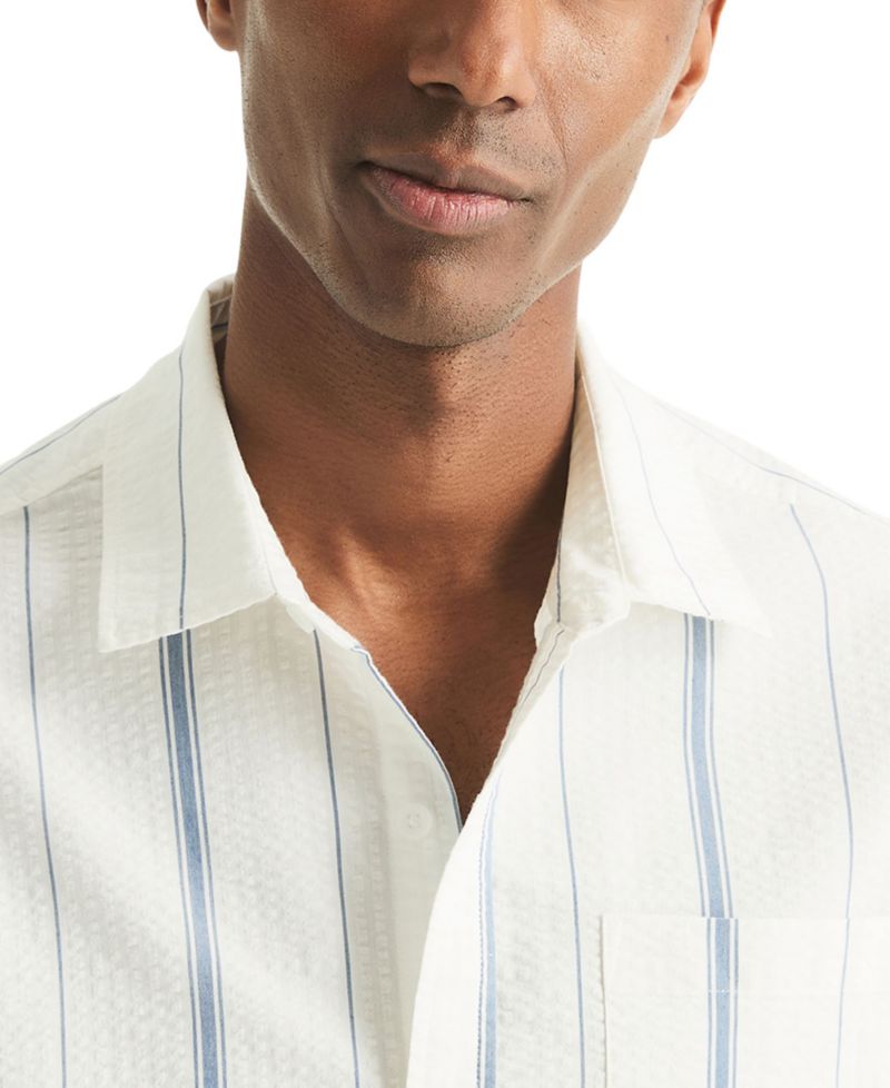 Men's Striped Dobby Short-Sleeve Collared Shirt