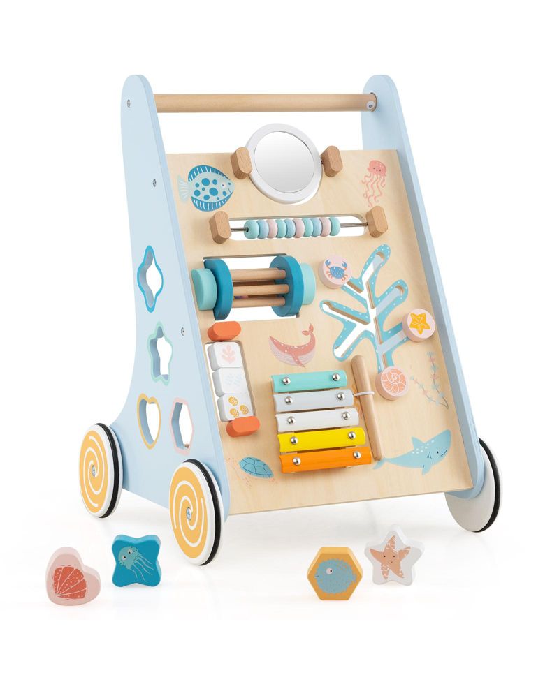 Toddler Walker Push and Pull Learning Activity Center with Wheels