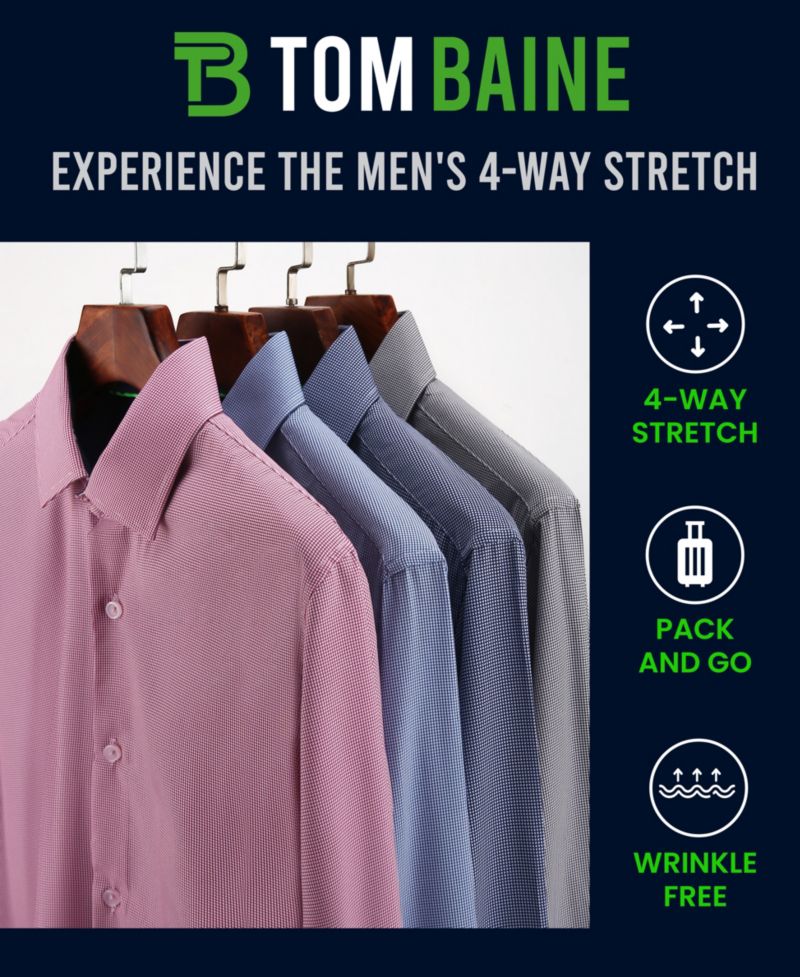 Men's Performance Stretch Mini Plaid Button Down Dress Shirt
