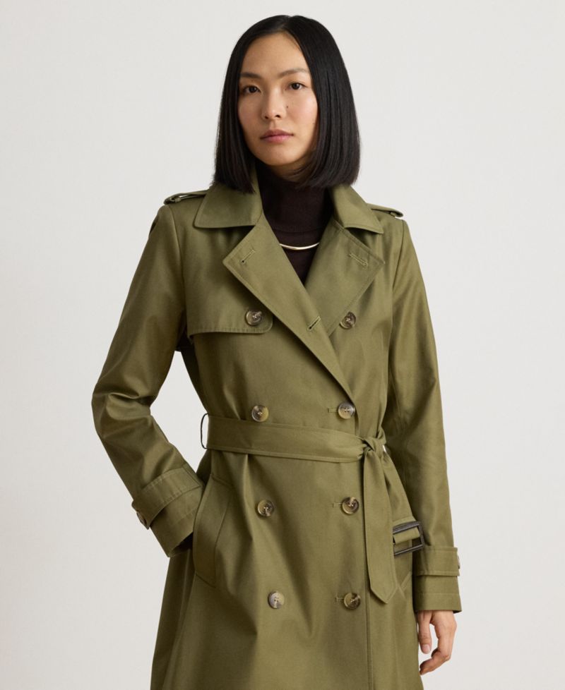 Petite Belted Water-Resistant Trench Coat