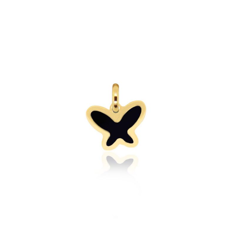 Onyx Butterfly Charm 14K Gold 11 millimeters