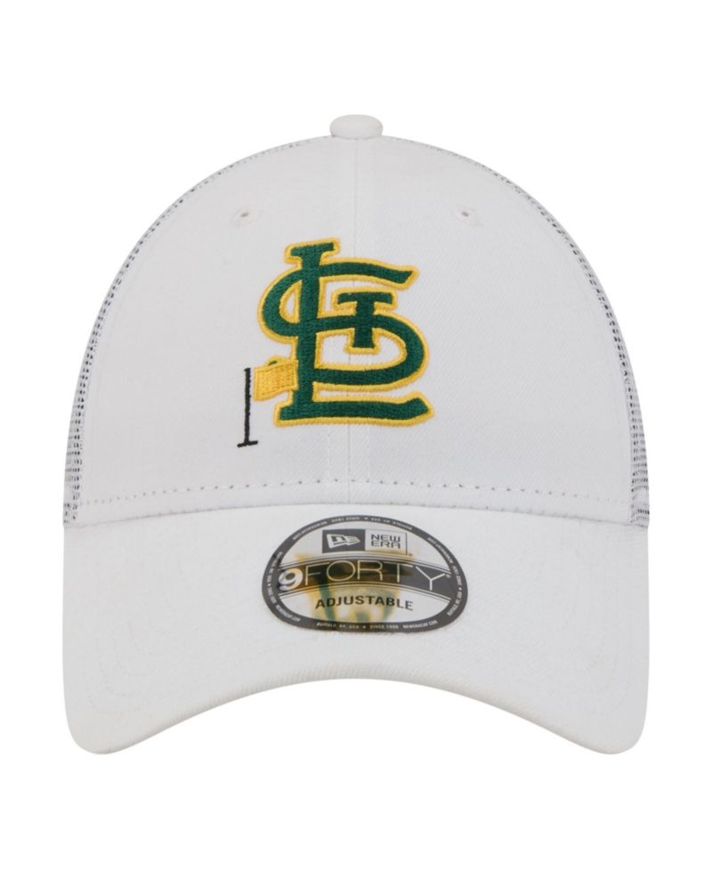 Men's White St. Louis Cardinals Flag 9FORTY Trucker Adjustable Hat
