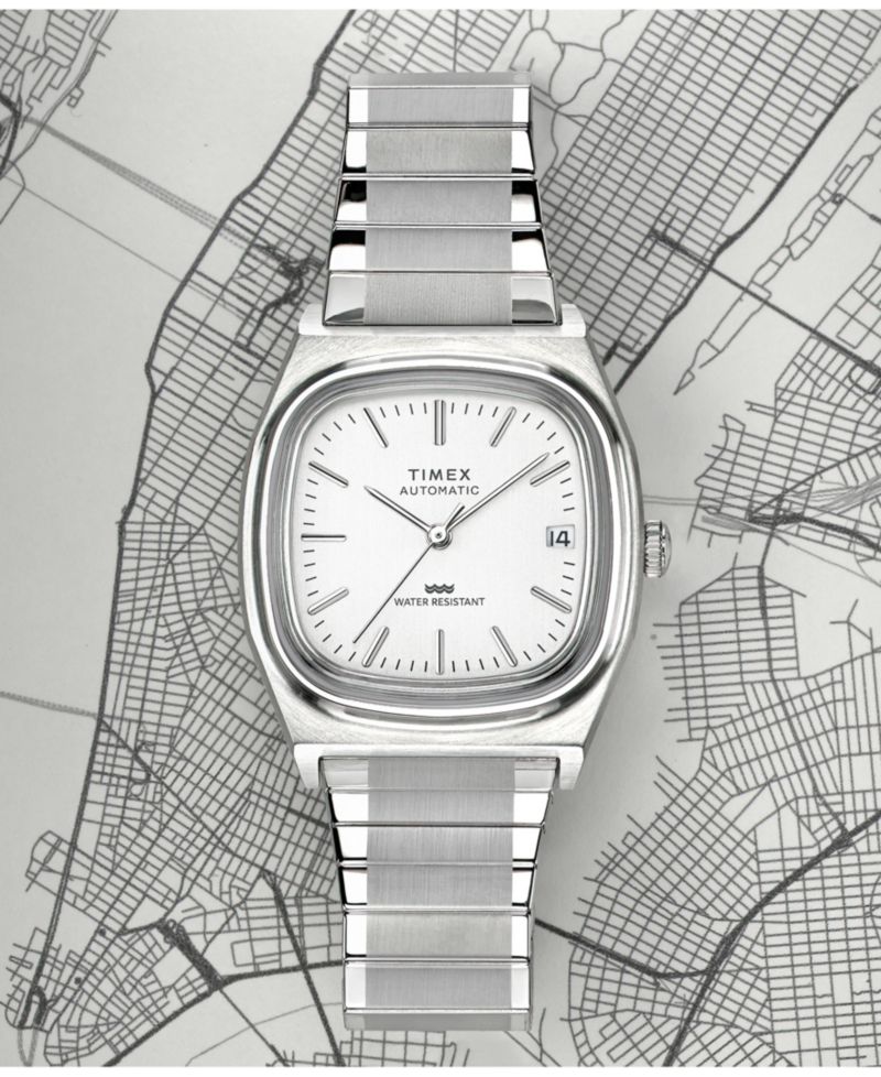 Men's Automatic Silver-Tone Stainless Steel Watch, 34mm