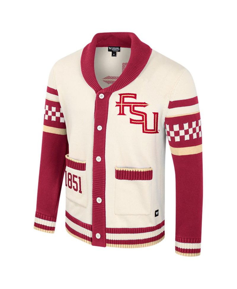 Men's and Women's Cream Florida State Seminoles Wild Collective Button-Up Jacquard Sweater