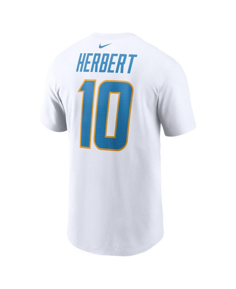Men's Justin Herbert White Los Angeles Chargers Player Name and Number T-shirt