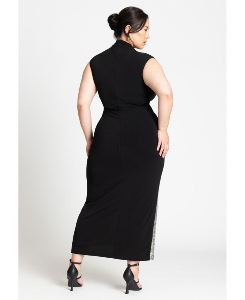 Women's Funnel Neck Knit Dress With Sequin
