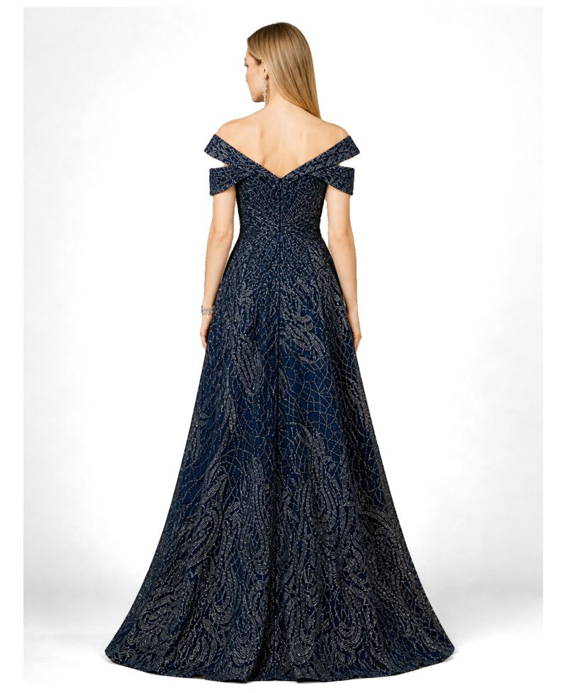 Women's Off Shoulder Mermaid Lace Gown with Overskirt