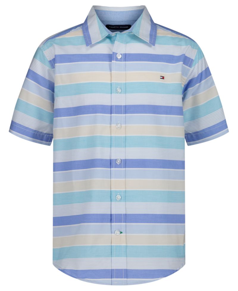 Boys' 2T-7 Bold Railroad Stripe Short-Sleeve Woven