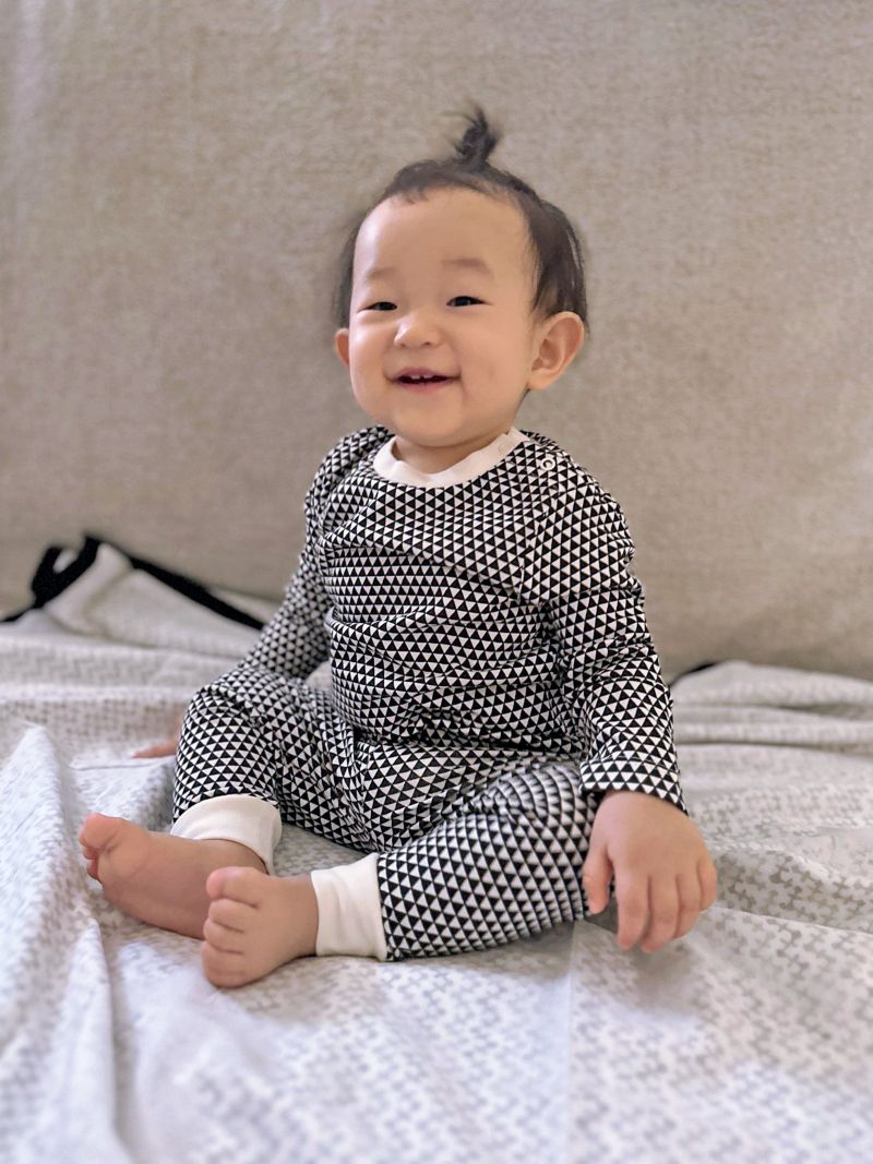 Organic Cotton 2PC Pajama Set, Erawan (Grey & White)