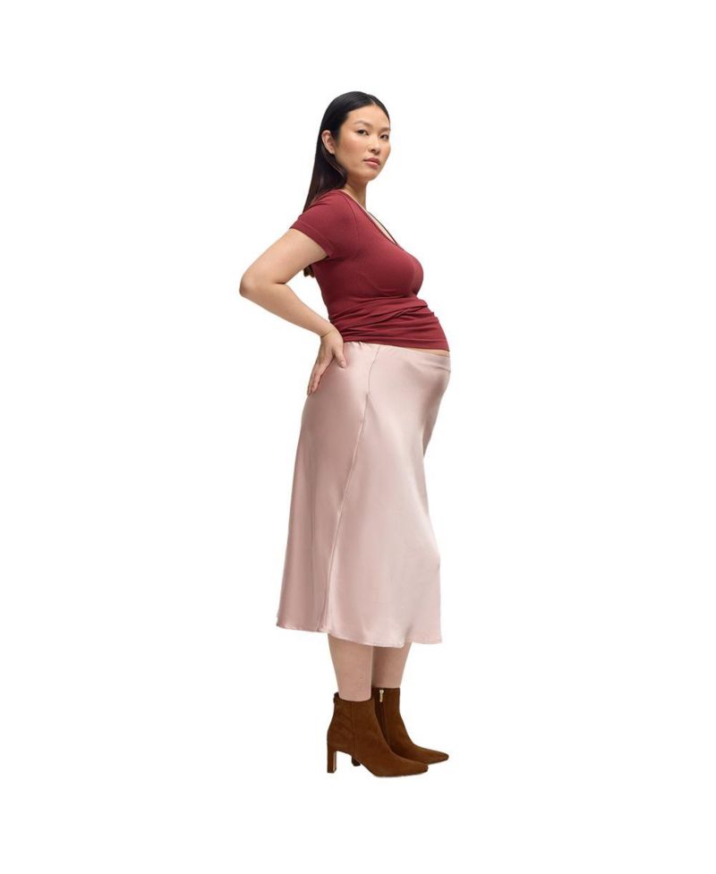 Maternity Satin Midi Skirt