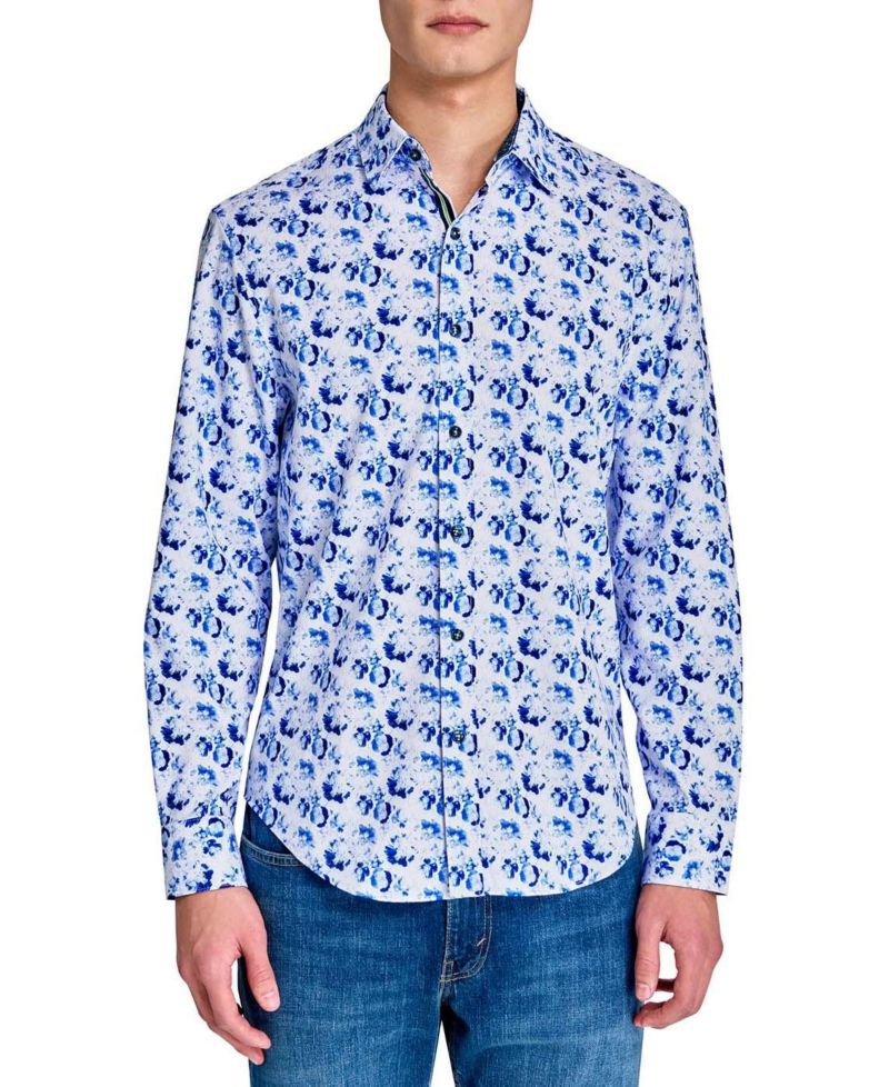 Men's Regular Fit 4-Way Stretch Performance Long Sleeve Button Down