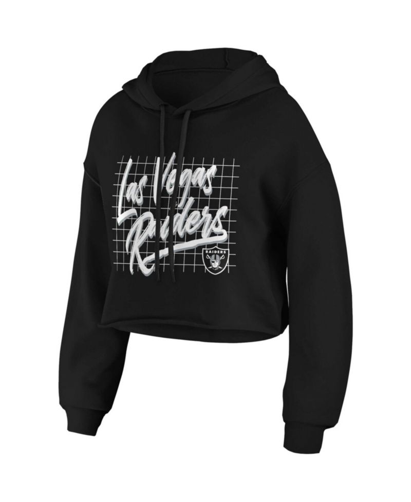 Women's Black Las Vegas Raiders Domestic Cropped Pullover Hoodie