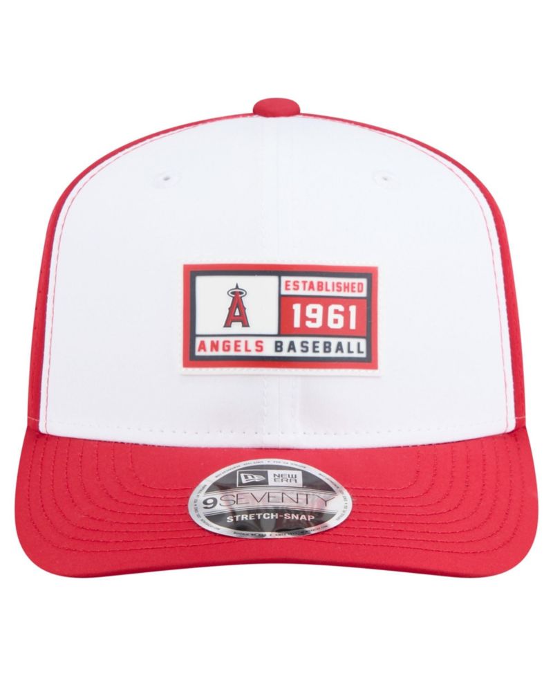 Men's White/Red Los Angeles Angels Established Patch 9SEVENTY Adjustable Hat