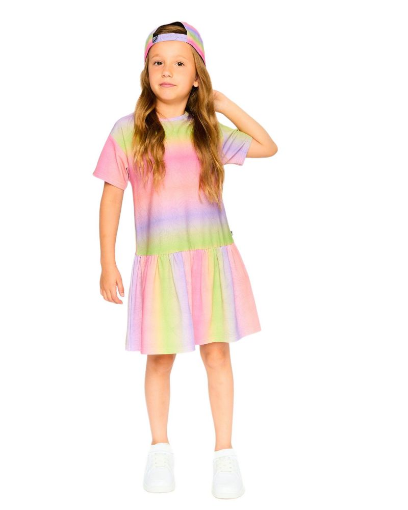 Big Girls Printed Jersey Dress with Heart Back Cut Out Multicolor