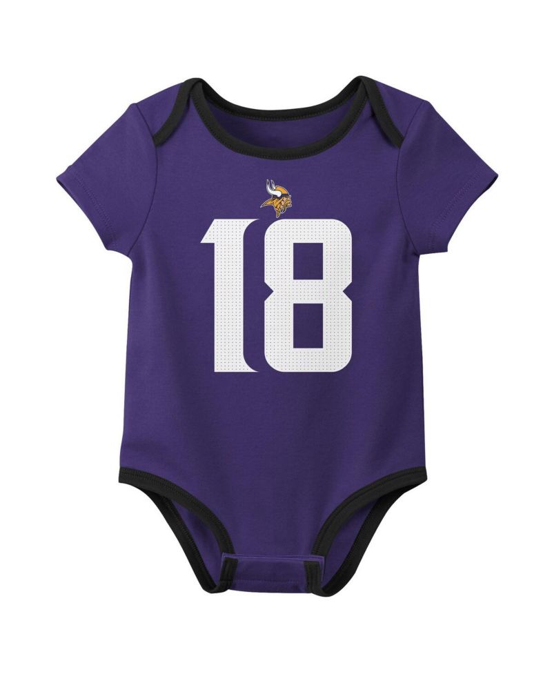 Baby Boys and Girls 3-Pack Justin Jefferson Minnesota Vikings Name & Number Bodysuit Set