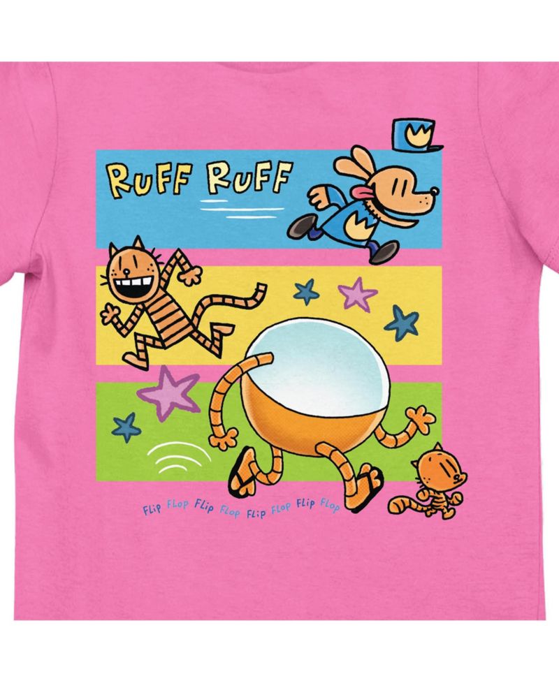 Li'l Petey and 80-HD running on Pink Short Sleeve Girls T-Shirt-XL