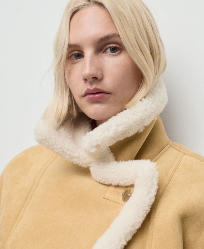 Women's Shearling Collar Faux-Suede Jacket