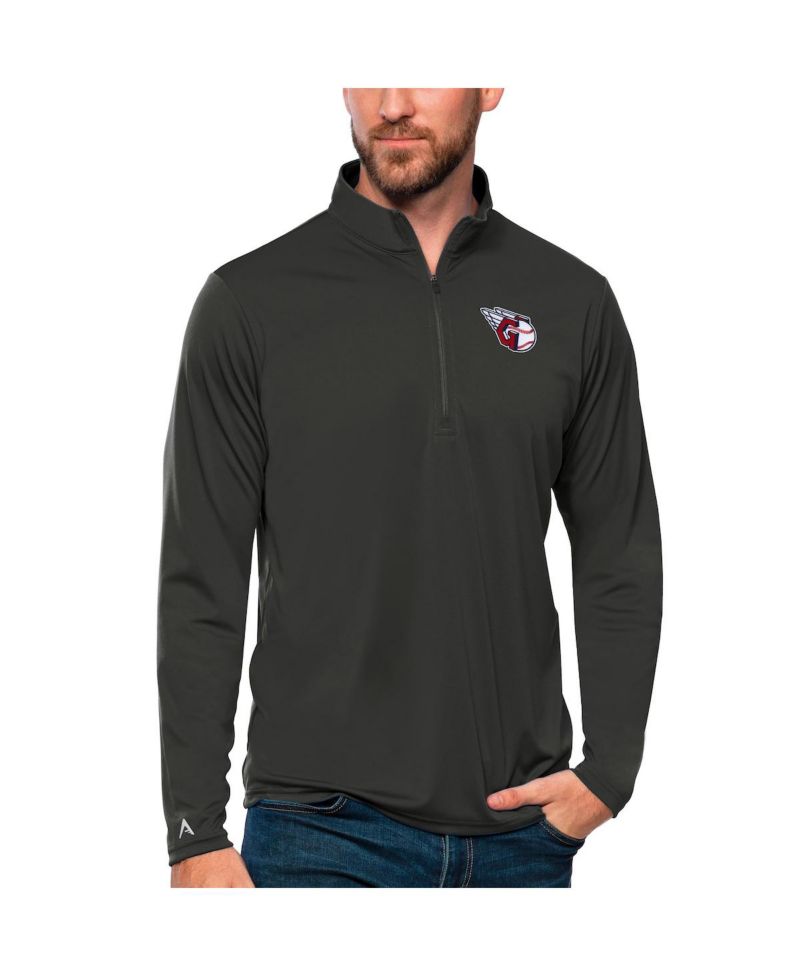 Men's Charcoal Cleveland Guardians Tribute Quarter-Zip Pullover Top