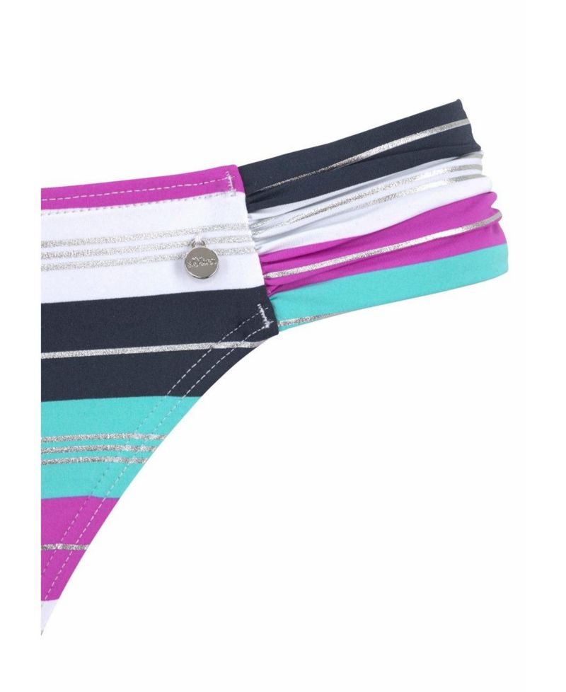 Women's Striped Classic Bikini Ruched Swim Bottom
