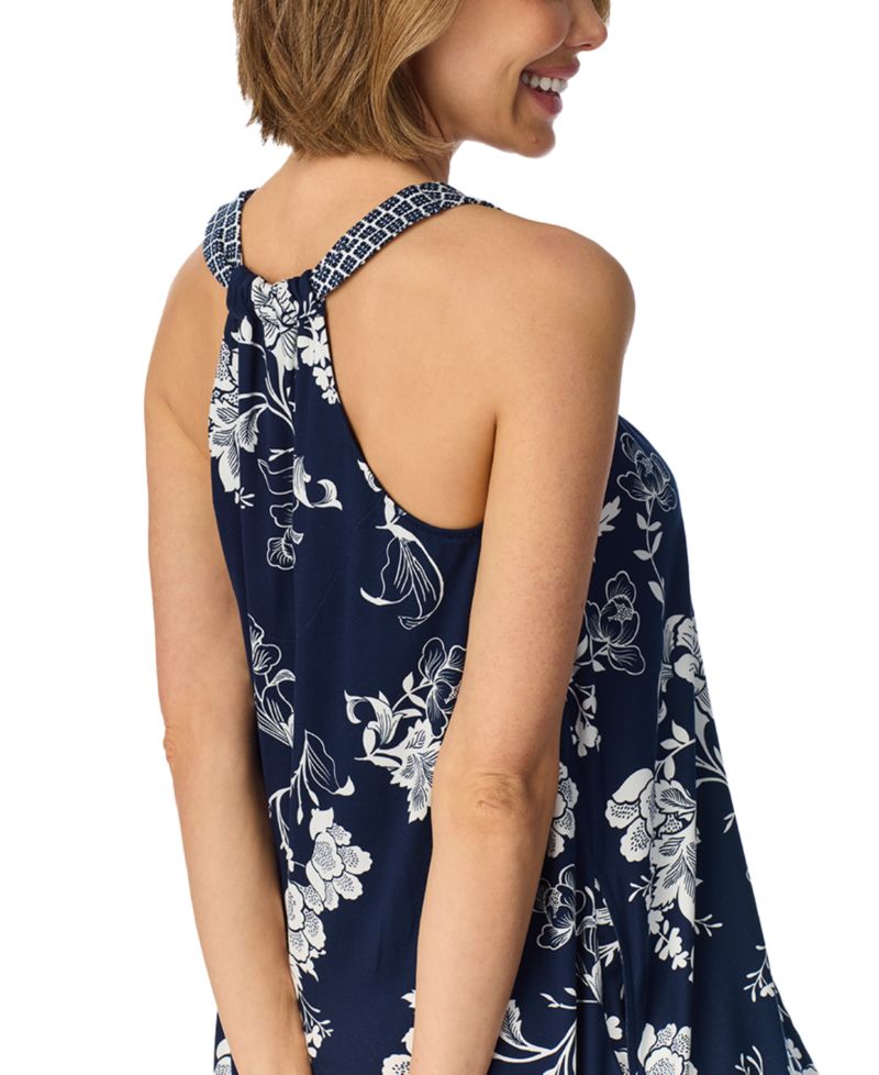 Women's V-Neck Sleeveless Side Seam Pockets Nightgown