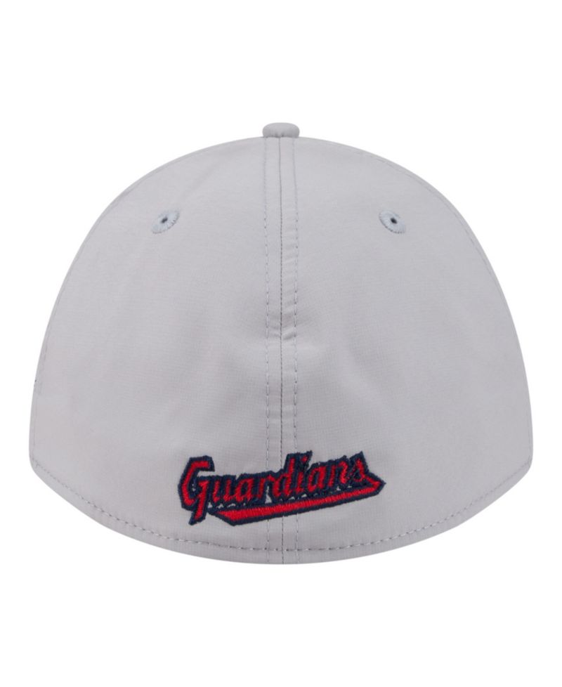 Men's Gray Cleveland Guardians Patch 39THIRTY A-Frame M-Crown Perforated Flex Hat