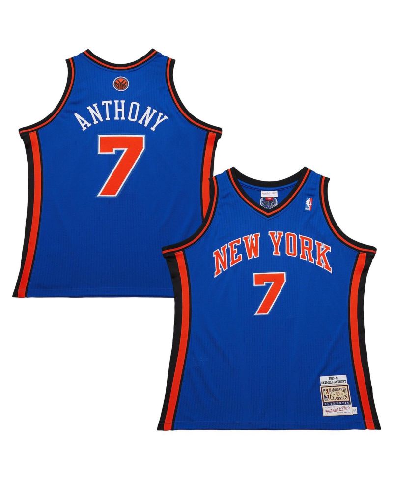 Men's Carmelo Anthony Royal New York Knicks 2010/11 Hardwood Classics Authentic Jersey