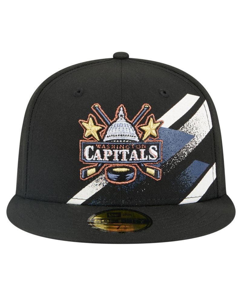 Men's Black Washington Capitals Faded Lines 59FIFTY Fitted Hat