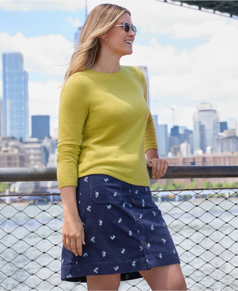 Petite Corduroy Mid Rise Button Through Above the Knee Skirt