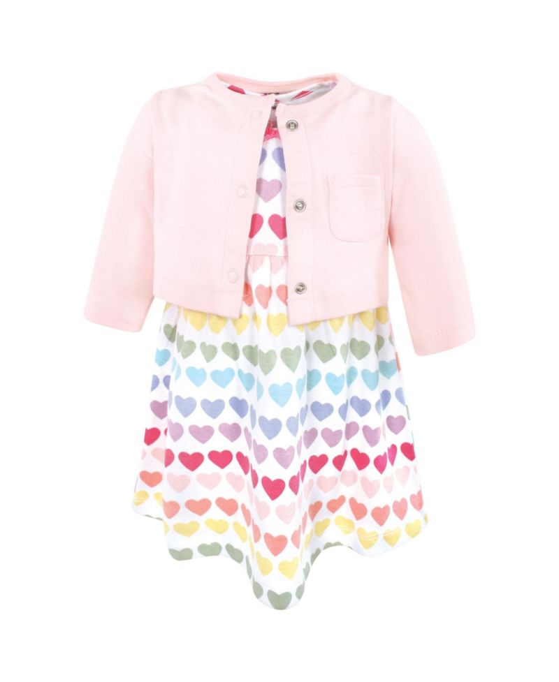 Baby Girls Hudson 0-24M Cotton Dress and Cardigan Set, Cascading Hearts