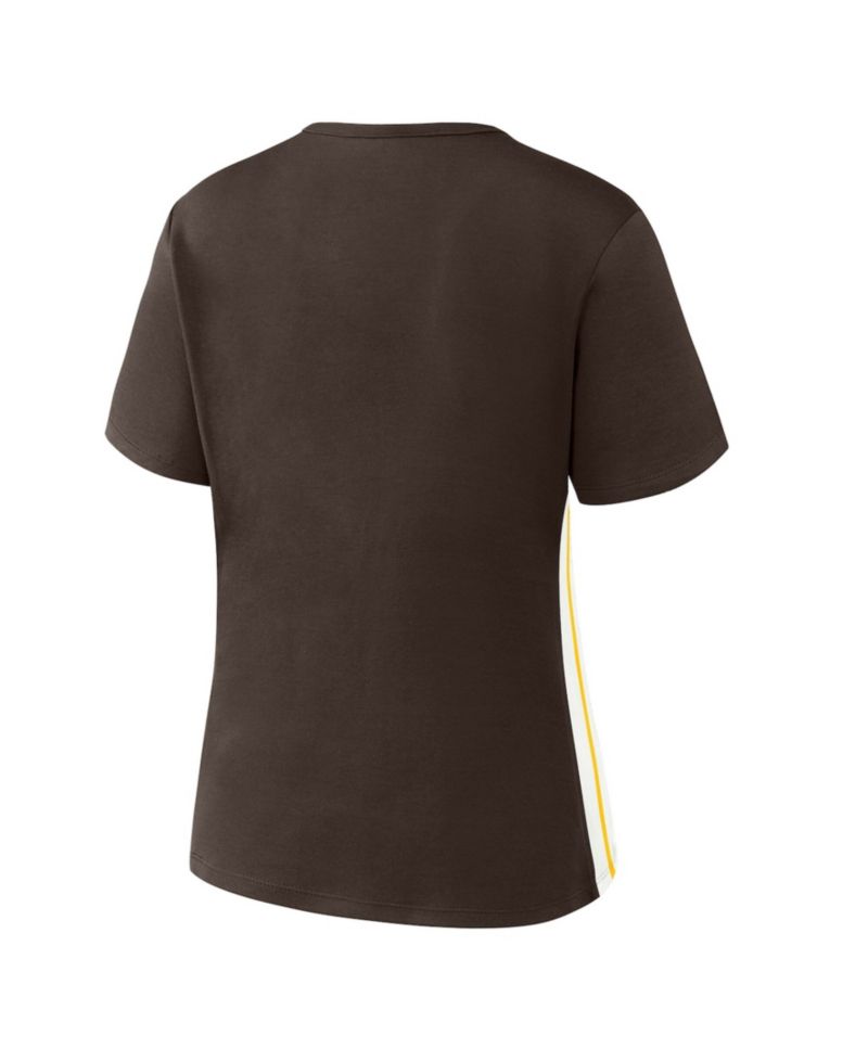 Women's Brown San Diego Padres Notch Neck Cropped T-Shirt