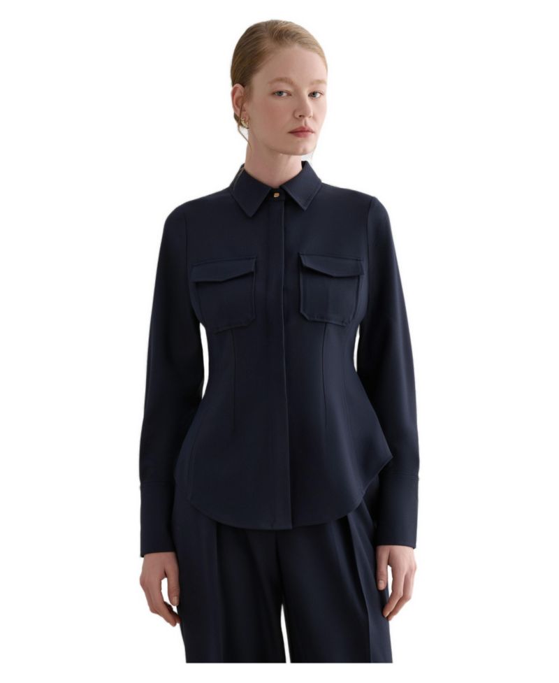 Women's Dannie Cinched-Waist Collard Shirt