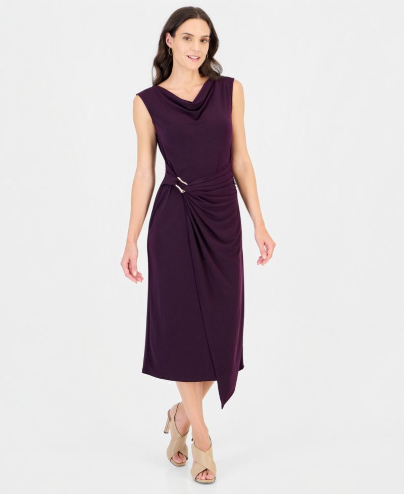 Women's Cowl Neck Sleeveless Wrap Dress