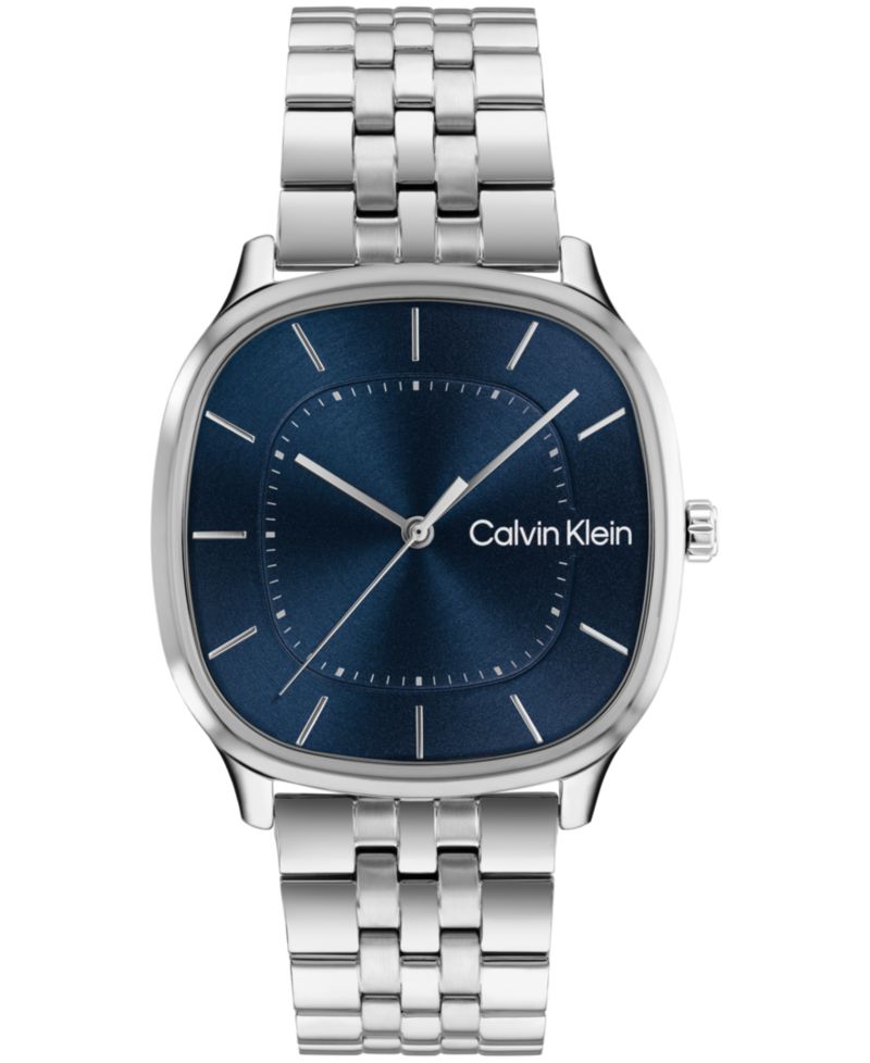 Men's CK Shape Silver-Tone Stainless Steel Bracelet Watch 37mm