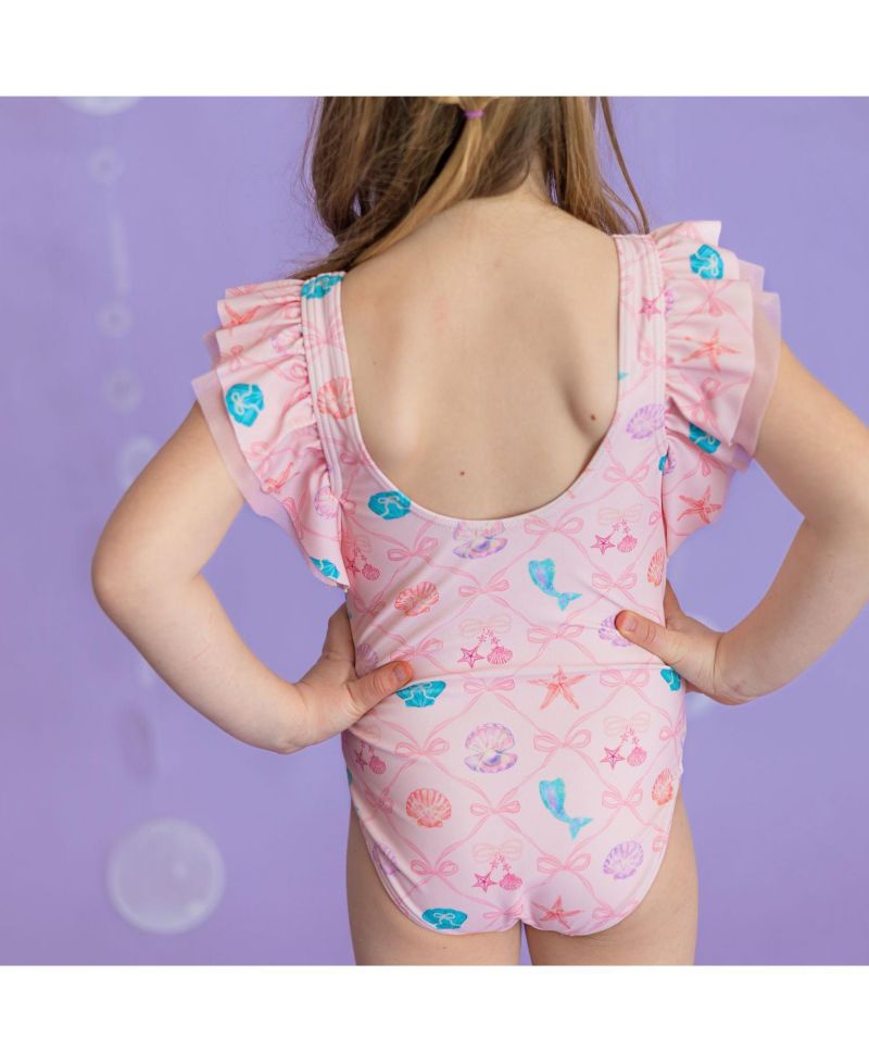 Toddler Girls Mermaid Trellis Bathing Suit