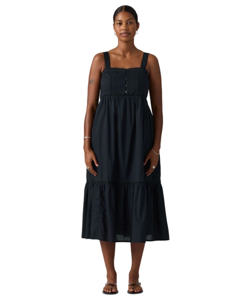 Premium Women's Mimi Square Neck Tiered Midi Dress