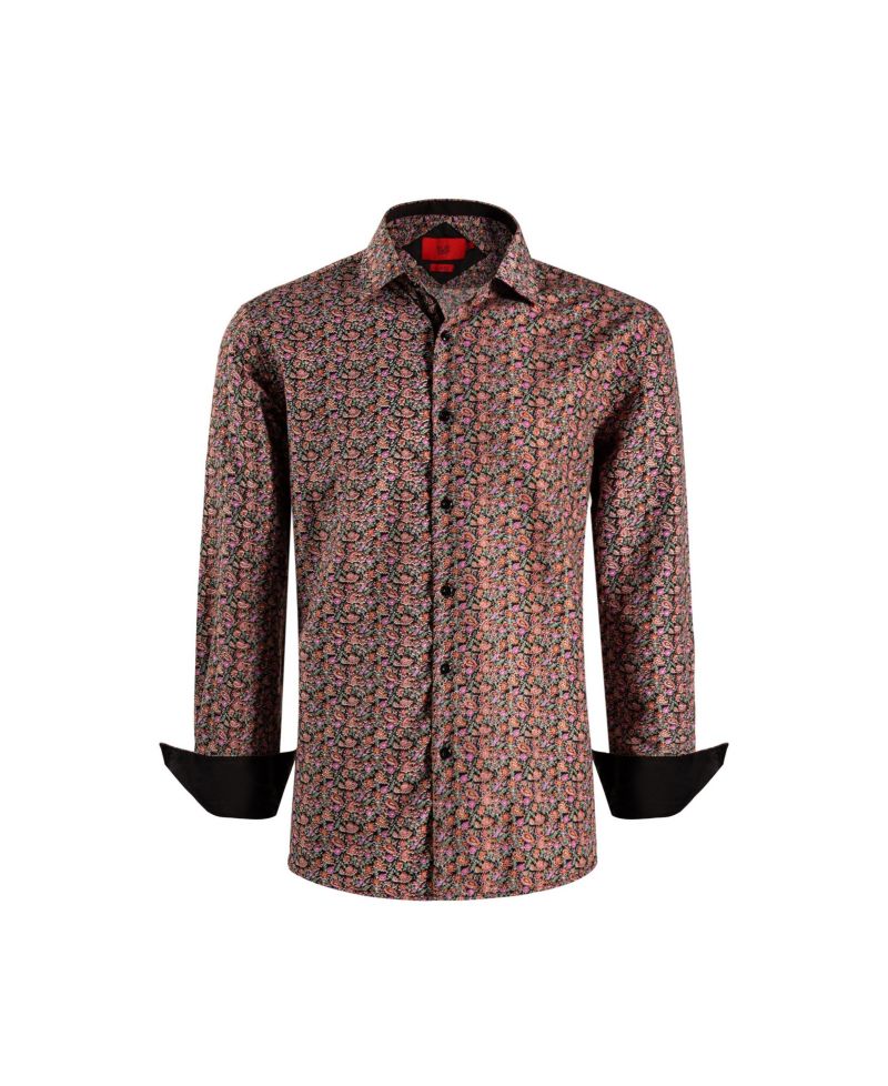 Big Boys Black Slim Fit Paisley Print Shirt