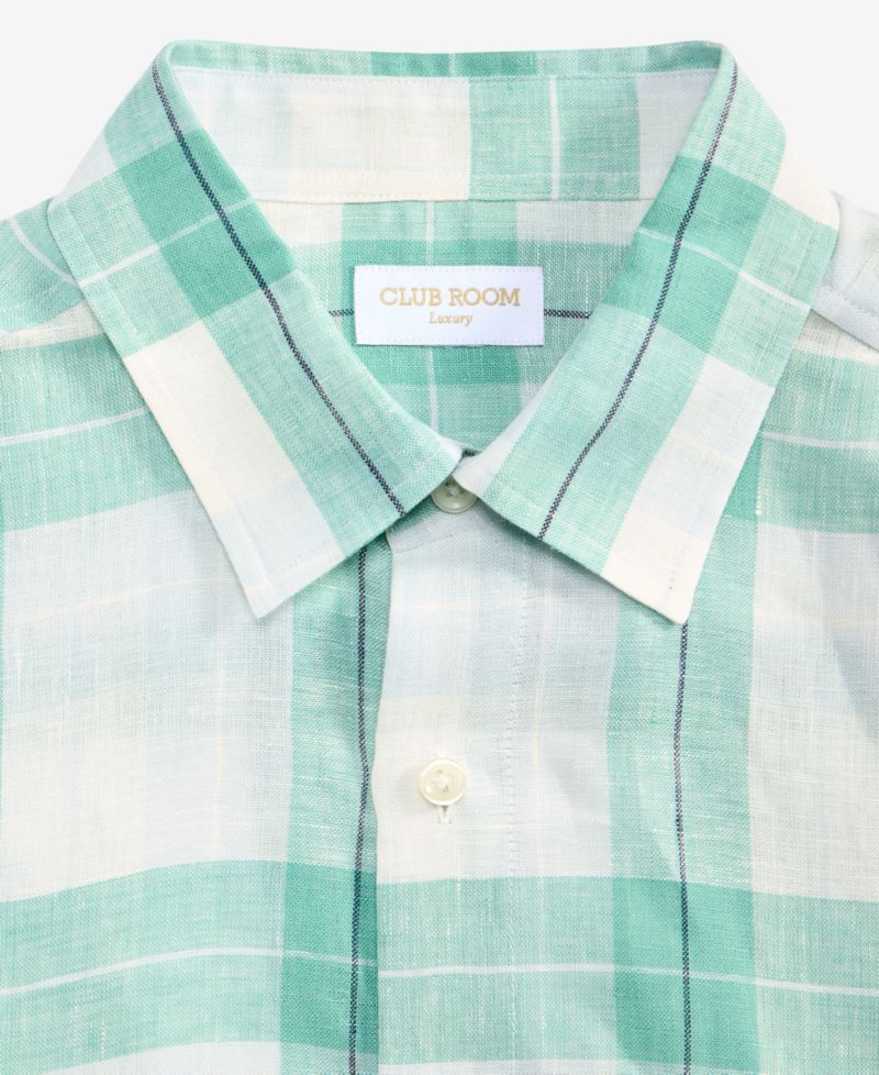 Men's Plaid Linen Button-Up Shirt