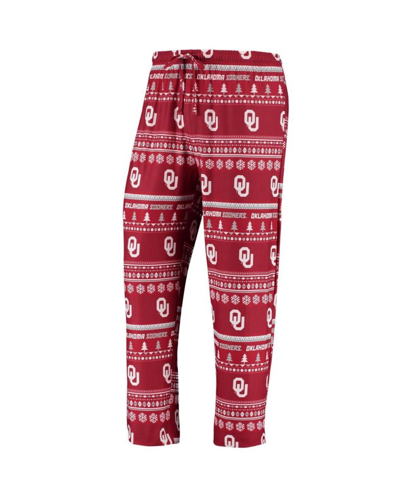 Men's Crimson Oklahoma Sooners Ugly Sweater Knit Long Sleeve Top and Pant Set