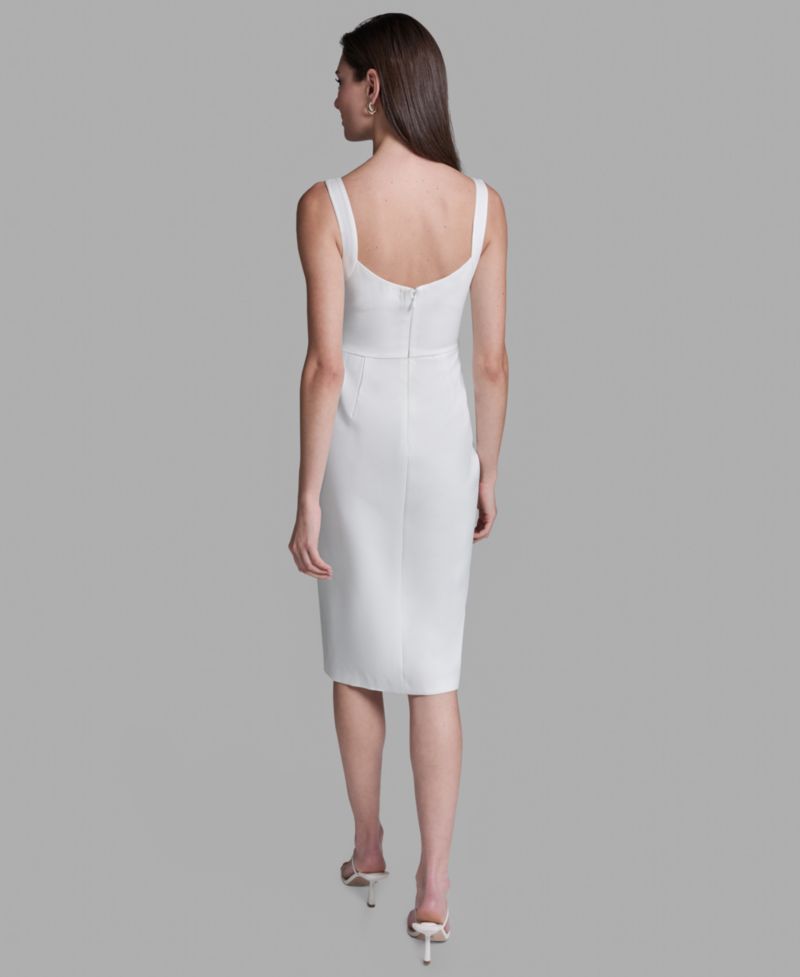 Women's Deep V-Neck Sheath Midi Dress